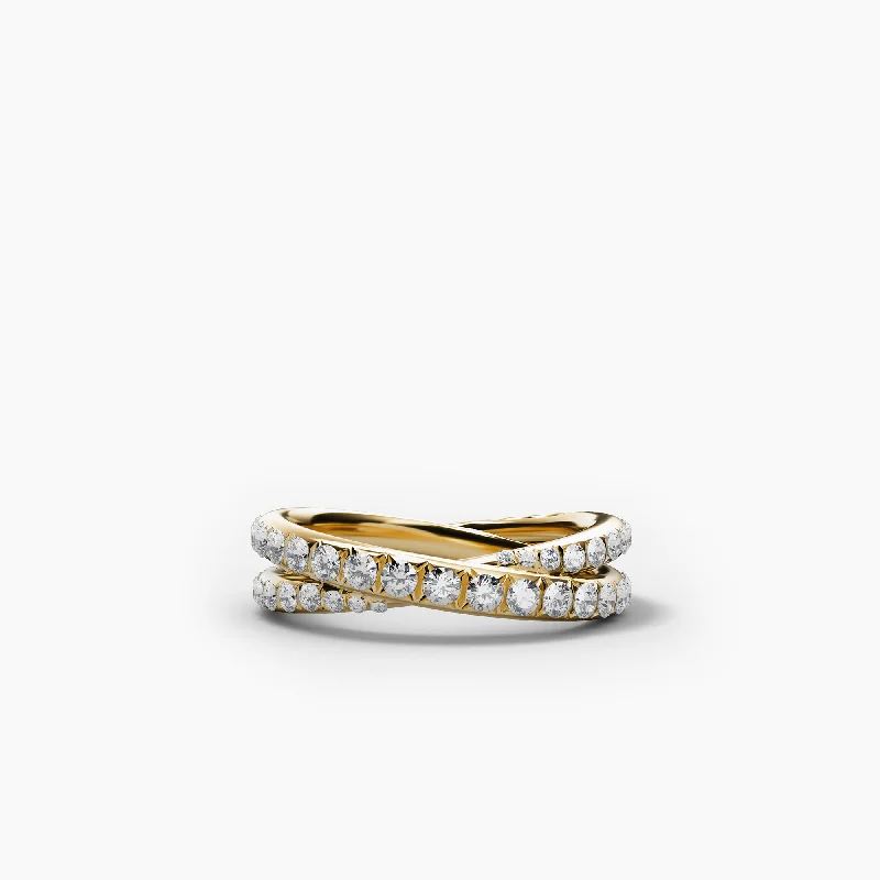 Luxury Jewelry Now At Special Promotional Rates 6MM CROSSOVER FULL PAVE RING DI 18K