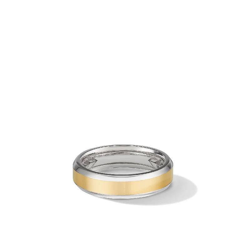 Shop Elegant Jewelry At Unbeatable Prices Beveled Band Ring in 18K White and Yellow Gold\, 6mm