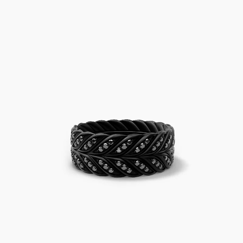 Exclusive Jewelry Discounts – Shop Now For Savings 9MM CHEVRON PAVE BAND RING DI BLK TITAN