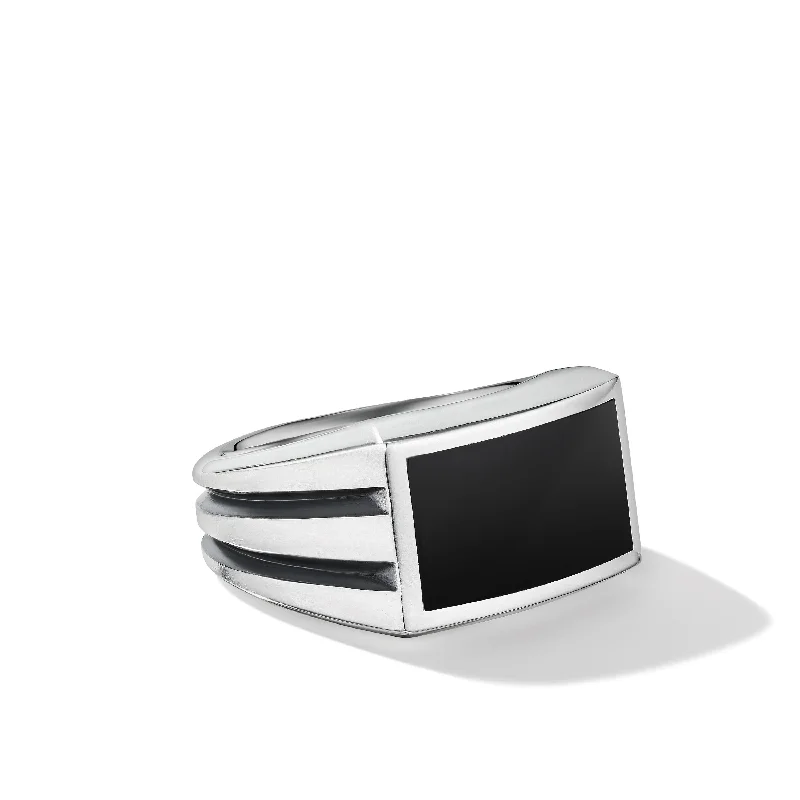 Limited Stock On Premium Jewelry At Low Prices Deco Signet Ring in Sterling Silver with Black Onyx\, 14.8mm