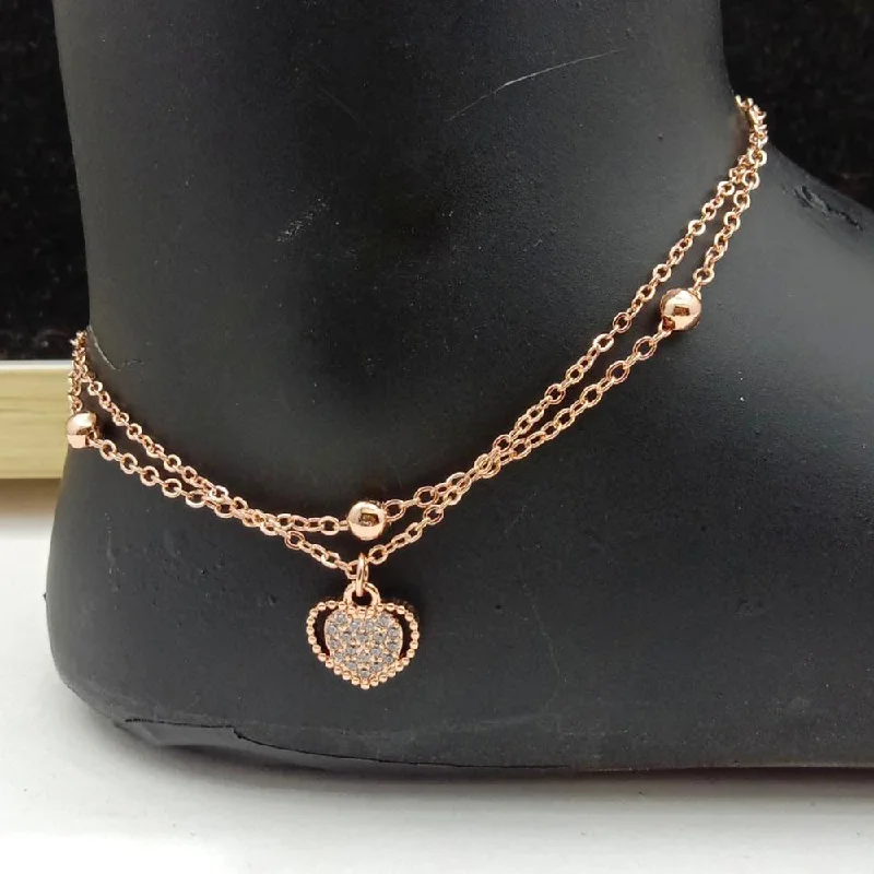 SP Jewellery Rose Gold Plated Austrian Stone Payal / Anklet