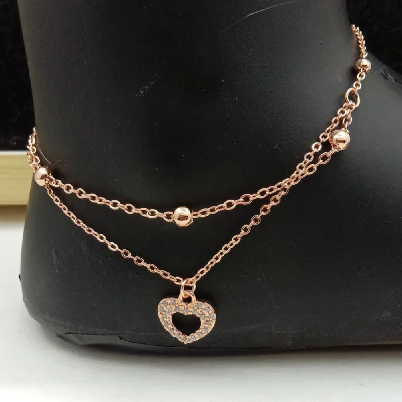 SP Jewellery Rose Gold Plated Austrian Stone Payal / Anklet