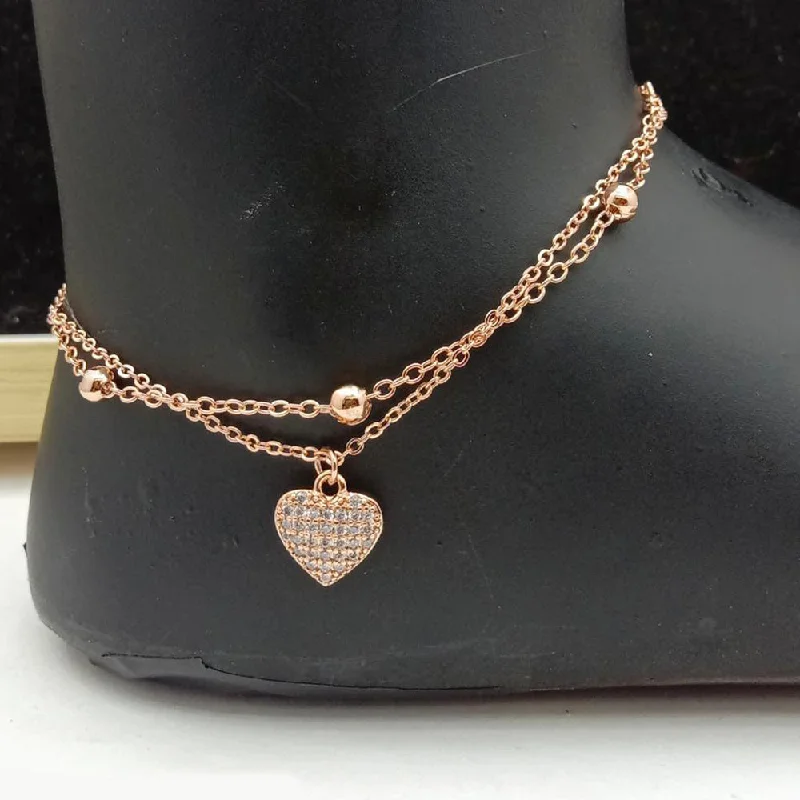 SP Jewellery Rose Gold Plated Austrian Stone Payal / Anklet