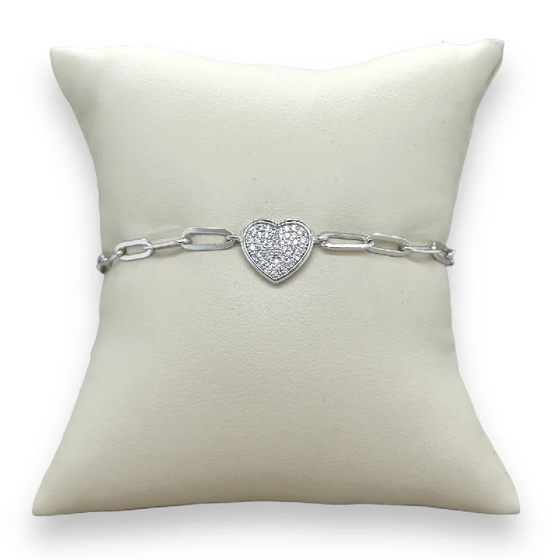 Best-Selling Jewelry Now Available At Special Deals SS CZ Heart Paperclip Bracelet