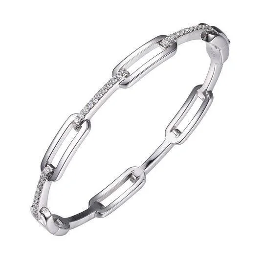 Jewelry Deals That Outshine The Rest SS CZ Paperclip Bangle Bracelet