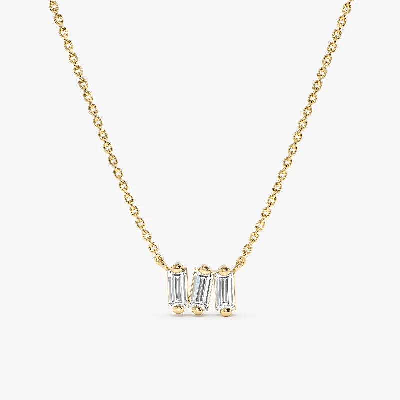 Triple Baguette Diamond Cluster Necklace, Mia