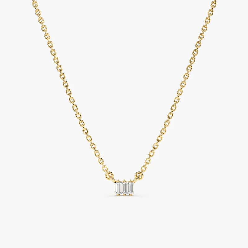 Triple Baguette Diamond Necklace, Helena