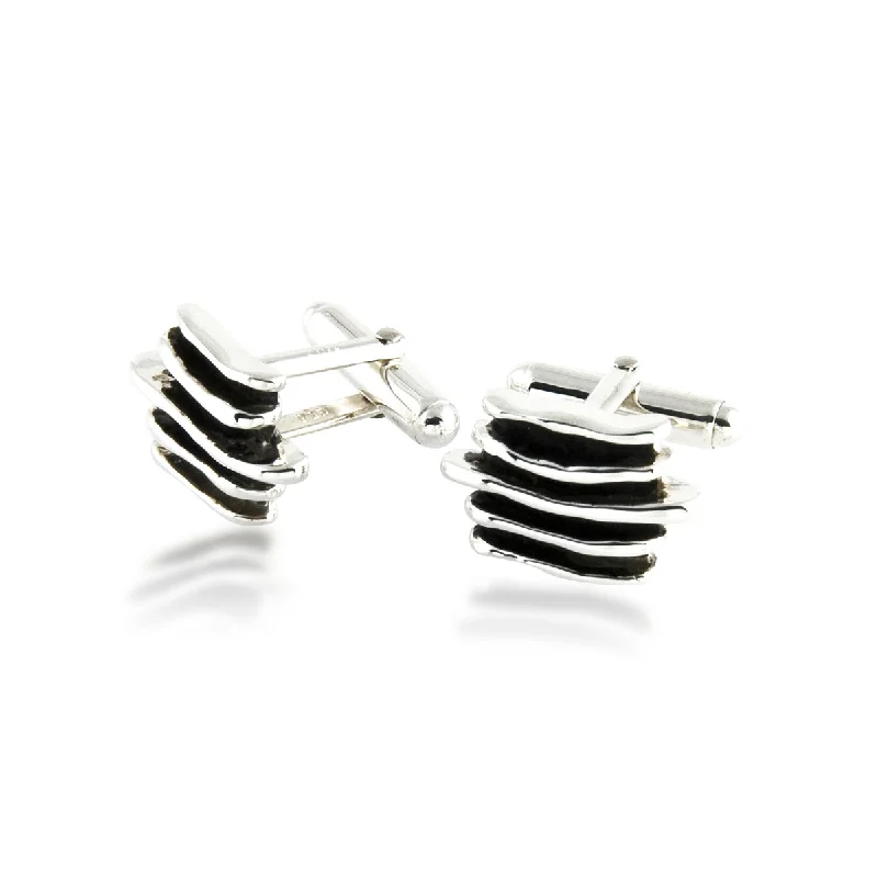 Customized Silver Jewelry For Unique Style Waves Cufflink