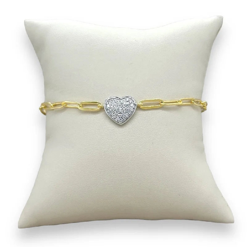 Premium Jewelry Now Available At Special Discounts YGP Sterling CZ Heart Paperclip Bracelet