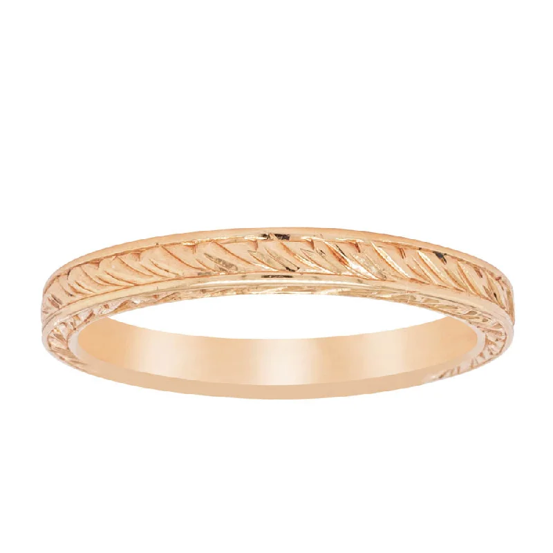 Bohemian-Inspired Jewelry For Free-Spirited Fashion 18ct Rose Gold Engraved Band