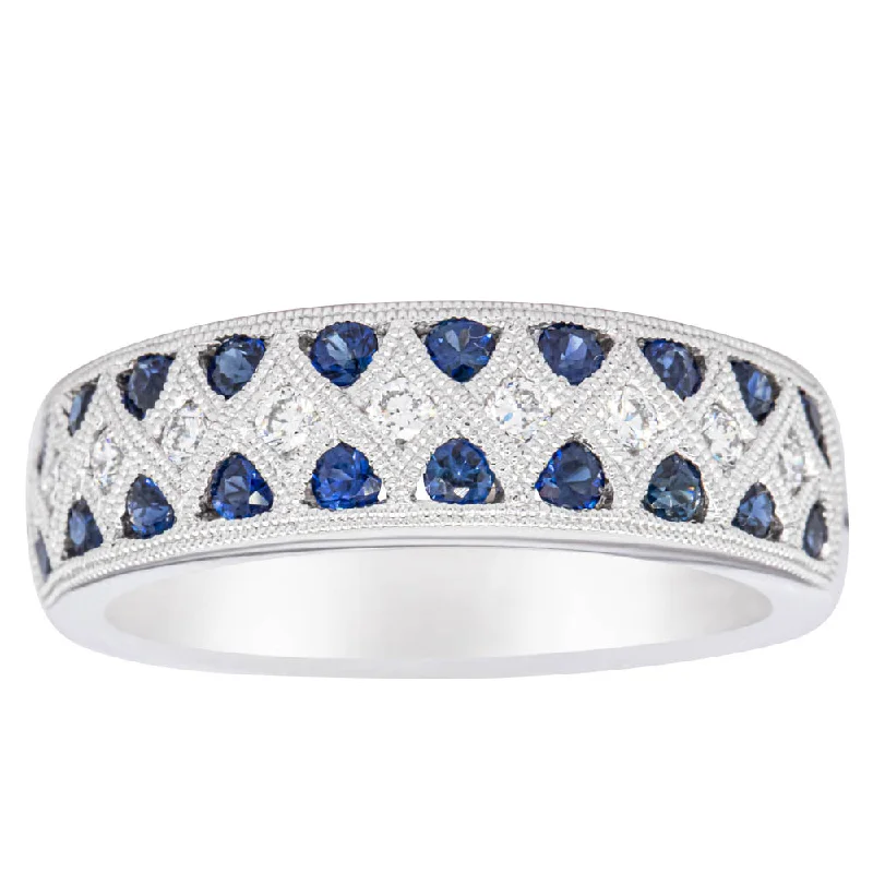 Elevate Your Jewelry Collection With Limited-Time Savings 18ct White Gold Sapphire & Diamond Honour Band