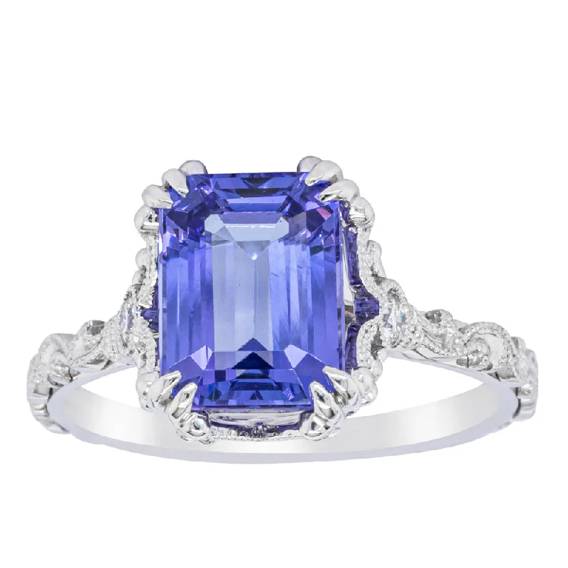 Get The Sparkle You Love At Prices You Adore 18ct White Gold Tanzanite & Diamond Romanov Ring