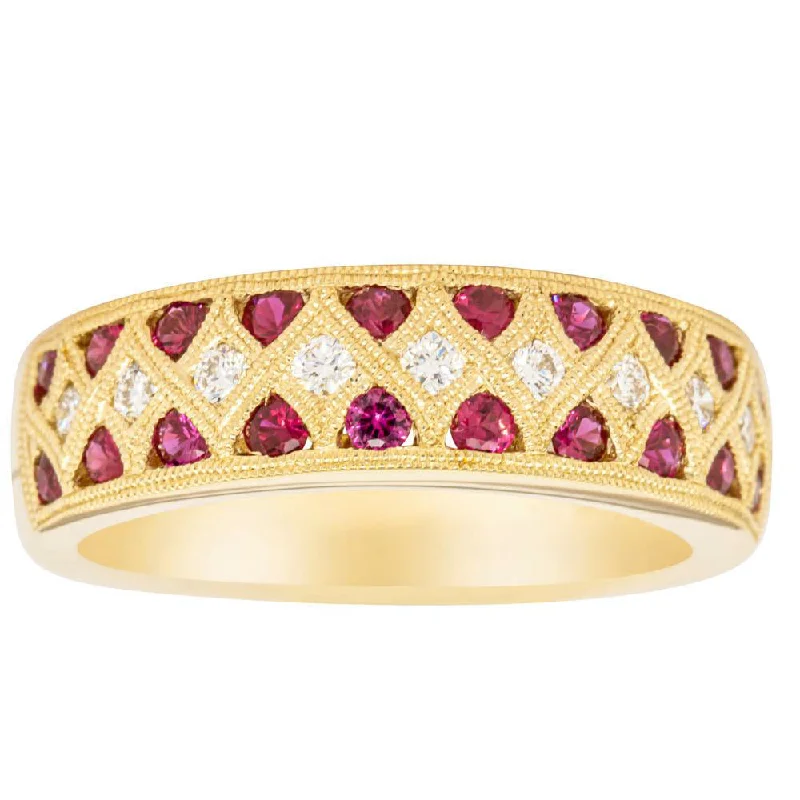 Your Dream Jewelry At Dream Prices – Shop Now 18ct Yellow Gold Ruby & Diamond Honour Band