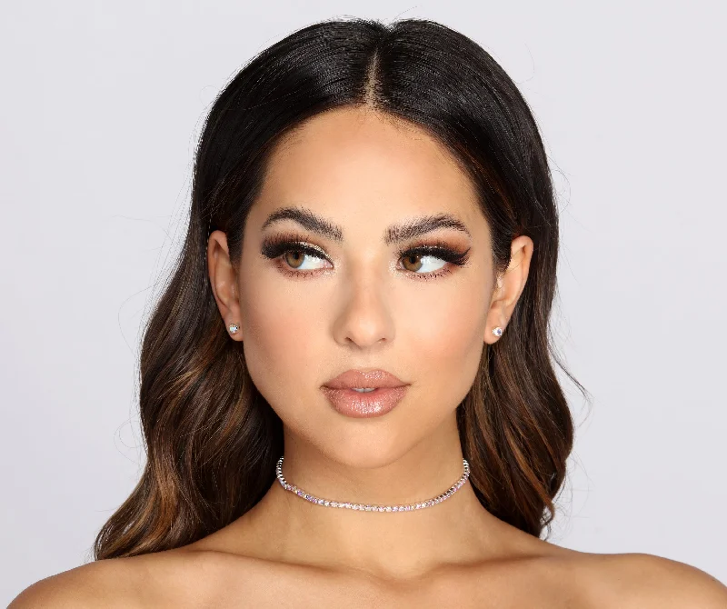 Iridescent Rhinestone Choker Set